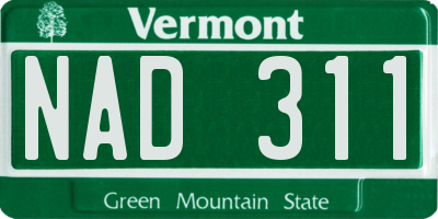 VT license plate NAD311