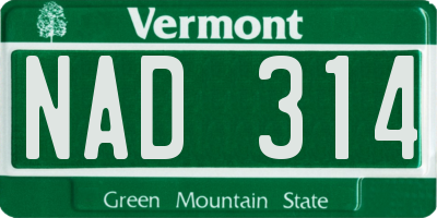 VT license plate NAD314