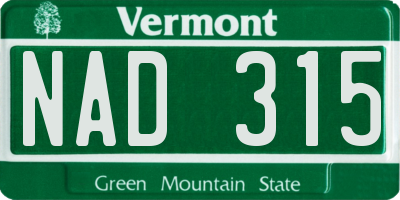 VT license plate NAD315