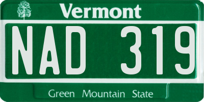 VT license plate NAD319