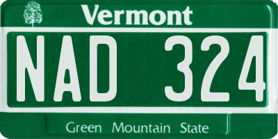 VT license plate NAD324