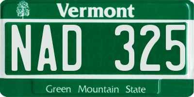 VT license plate NAD325