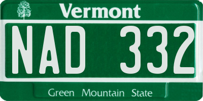 VT license plate NAD332