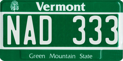 VT license plate NAD333