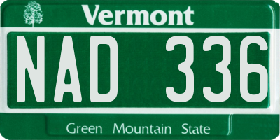 VT license plate NAD336