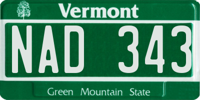 VT license plate NAD343