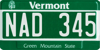 VT license plate NAD345