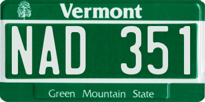 VT license plate NAD351