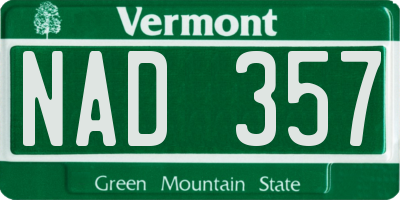 VT license plate NAD357