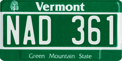 VT license plate NAD361