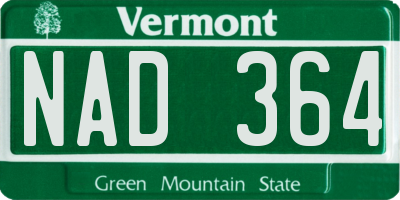 VT license plate NAD364