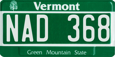 VT license plate NAD368