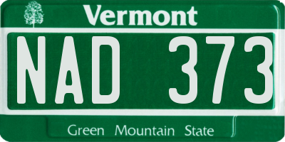 VT license plate NAD373