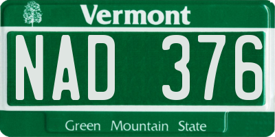 VT license plate NAD376
