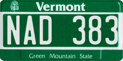 VT license plate NAD383