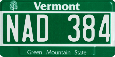 VT license plate NAD384