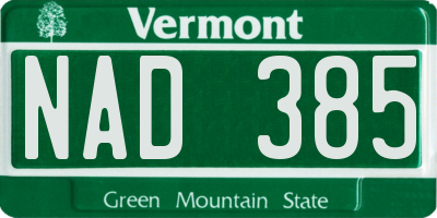VT license plate NAD385