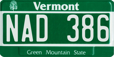 VT license plate NAD386