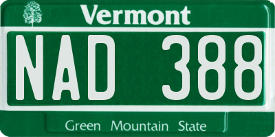 VT license plate NAD388