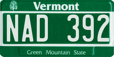 VT license plate NAD392
