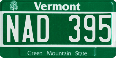 VT license plate NAD395