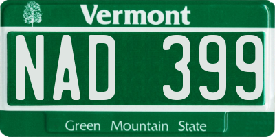 VT license plate NAD399