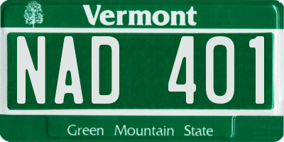 VT license plate NAD401