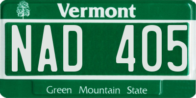 VT license plate NAD405