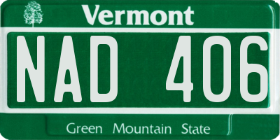 VT license plate NAD406