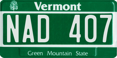 VT license plate NAD407