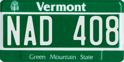 VT license plate NAD408