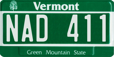 VT license plate NAD411