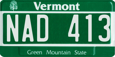 VT license plate NAD413