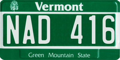 VT license plate NAD416