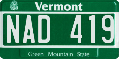 VT license plate NAD419