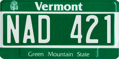 VT license plate NAD421