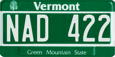 VT license plate NAD422