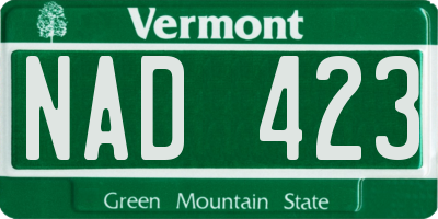 VT license plate NAD423
