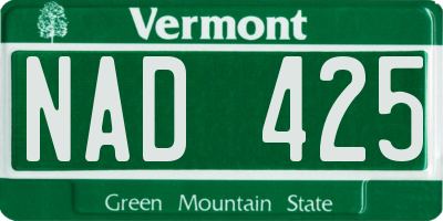 VT license plate NAD425