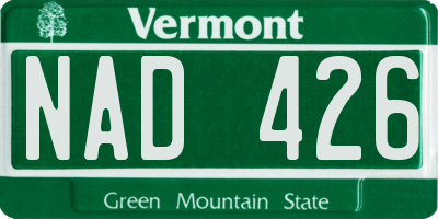 VT license plate NAD426