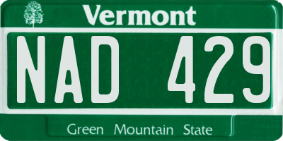VT license plate NAD429