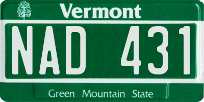 VT license plate NAD431