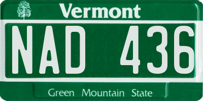 VT license plate NAD436