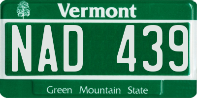 VT license plate NAD439