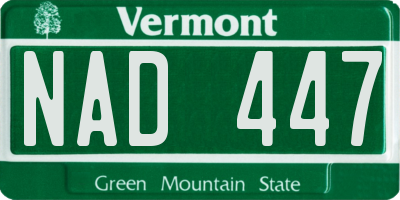 VT license plate NAD447