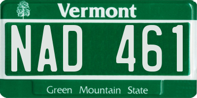 VT license plate NAD461