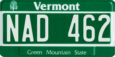 VT license plate NAD462