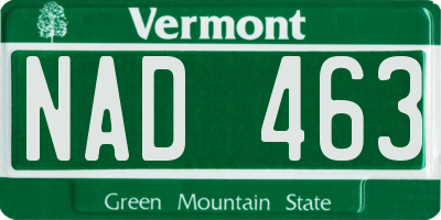 VT license plate NAD463
