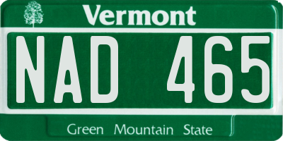 VT license plate NAD465