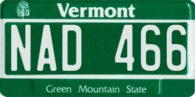 VT license plate NAD466